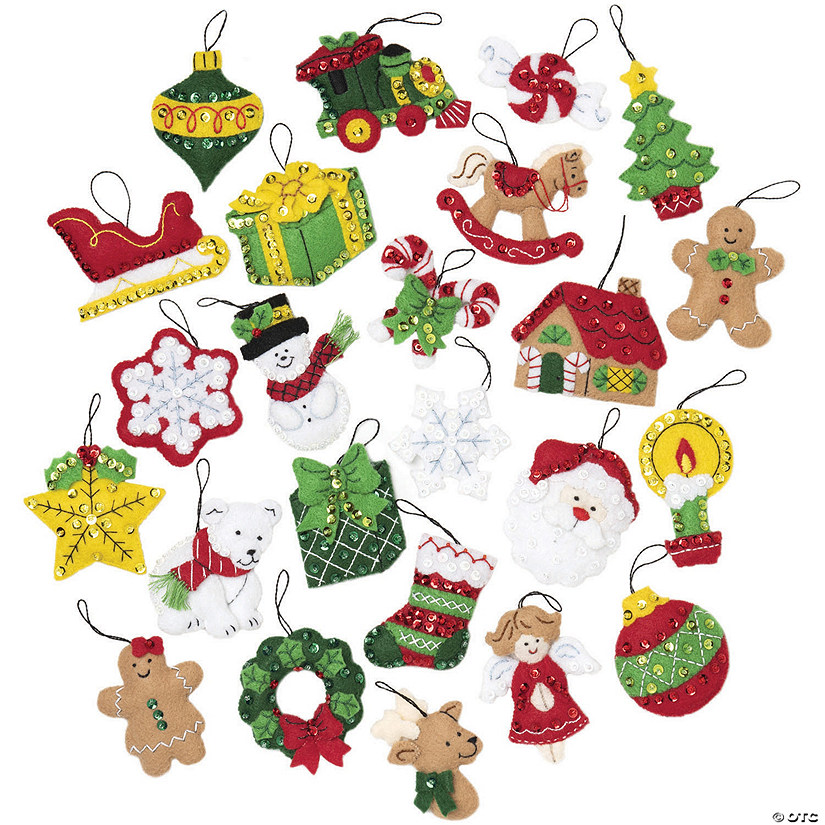 Bucilla Felt Ornaments Applique Kit Set Of 25 - Christmas Minis Image