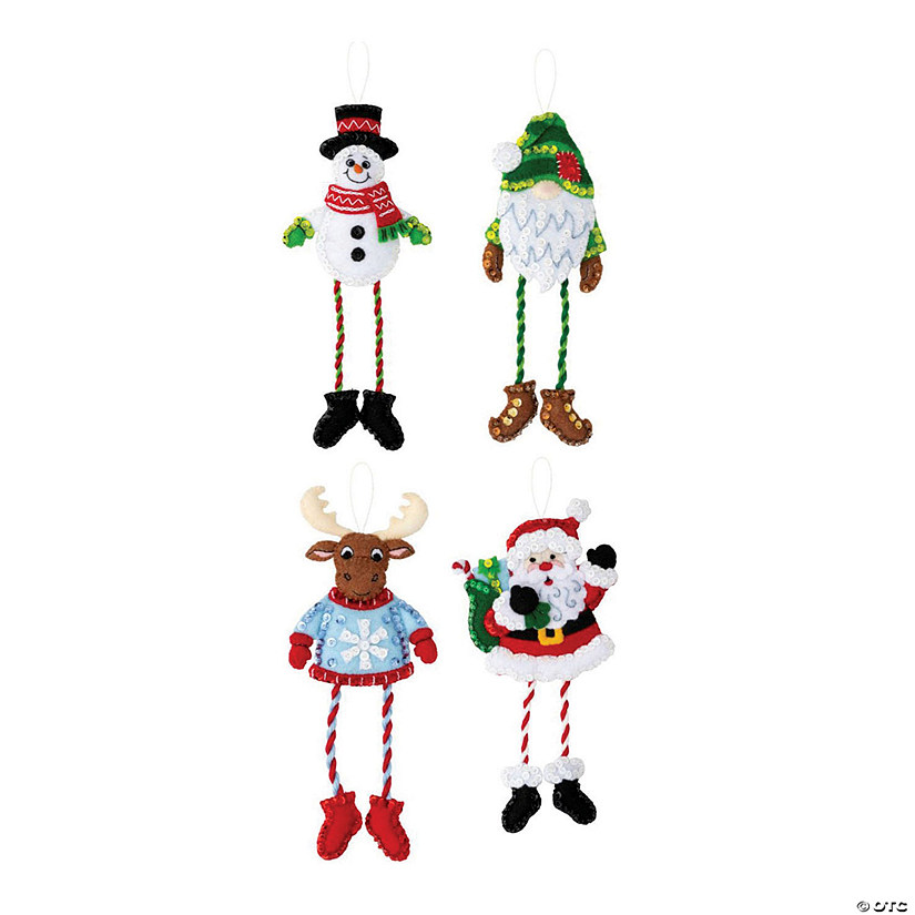 Bucilla Felt Ornaments Applique Kit Set Of 4-Dangling Leg Friends Image