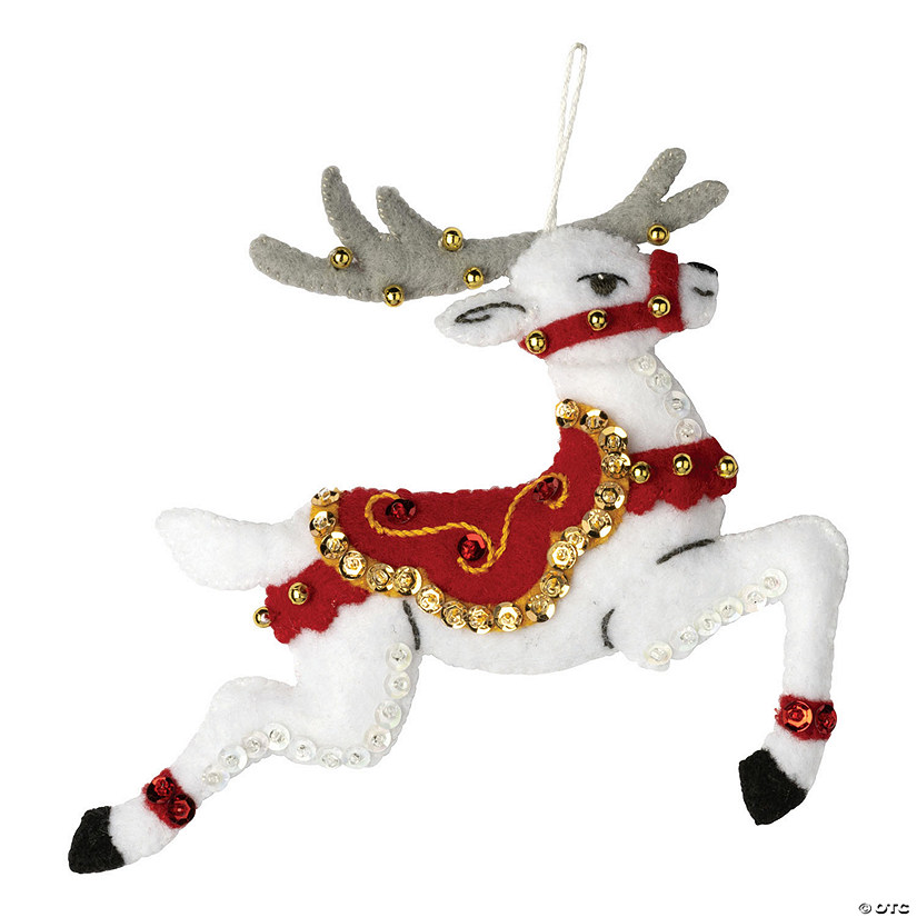 Bucilla Felt Ornaments Applique Kit Set Of 6-Festive Reindeer Image