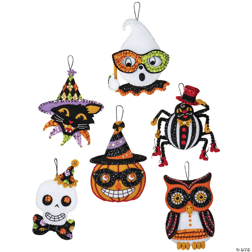 Bucilla Felt Ornaments Applique Kit Set Of 6-Vintage Halloween Image