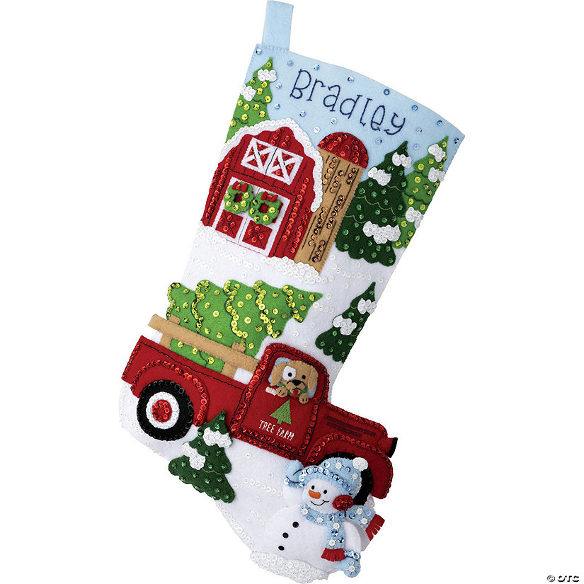 Bucilla Felt Stocking Applique Kit 18" Long-Christmas At The Farm Image