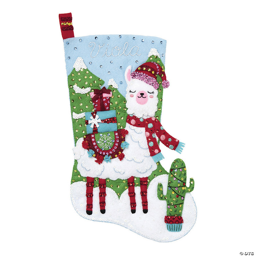 Bucilla Felt Stocking Applique Kit 18" Long - Christmas Llama Image