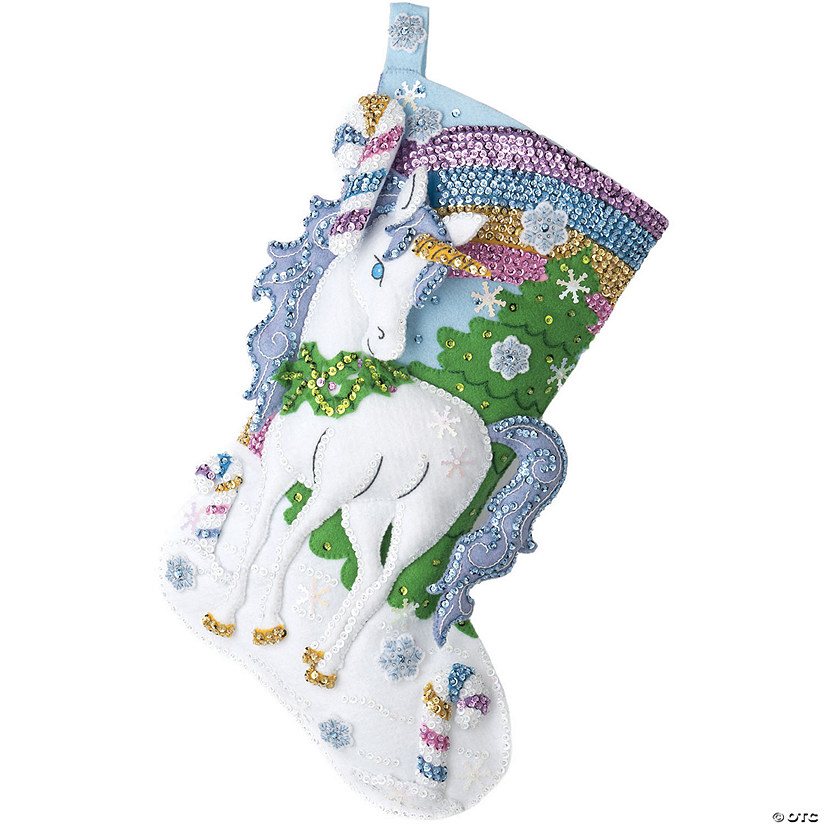 Bucilla Felt Stocking Applique Kit 18" Long- Santa's Unicorn Image