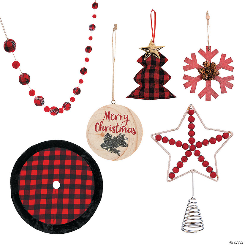 Buffalo Plaid Christmas Tree Decorating Kit | Oriental Trading