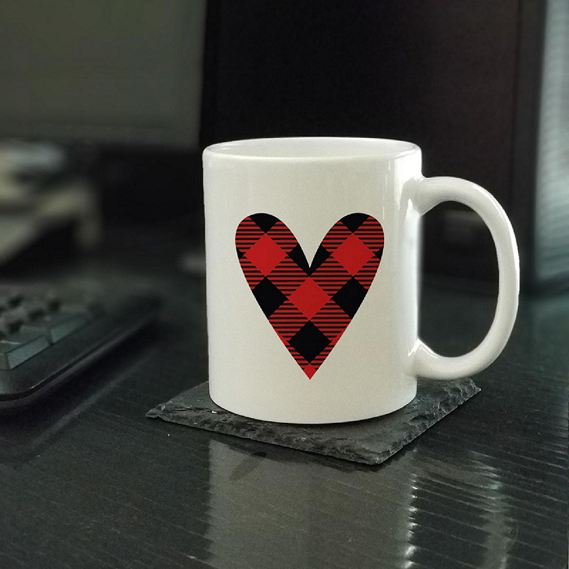 Buffalo Plaid Heart ceramic mug Image