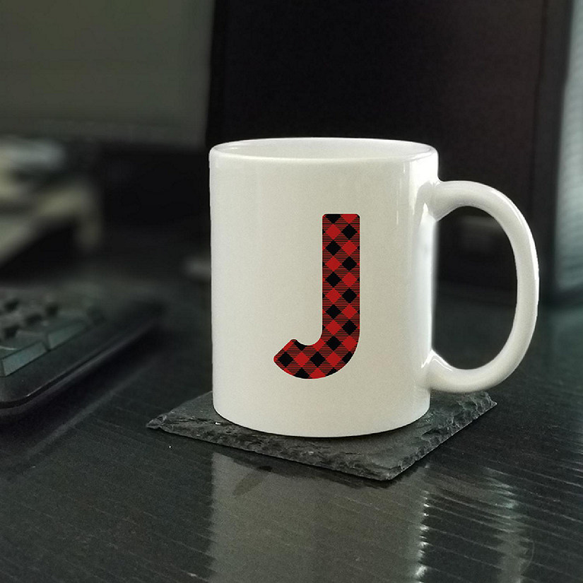 Buffalo Red Plaid Letter J ceramic mug Image
