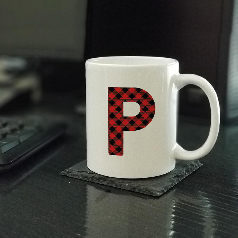 Buffalo Red Plaid Letter P ceramic mug Image