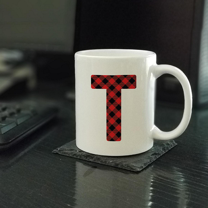 Buffalo Red Plaid Letter T ceramic mug Image