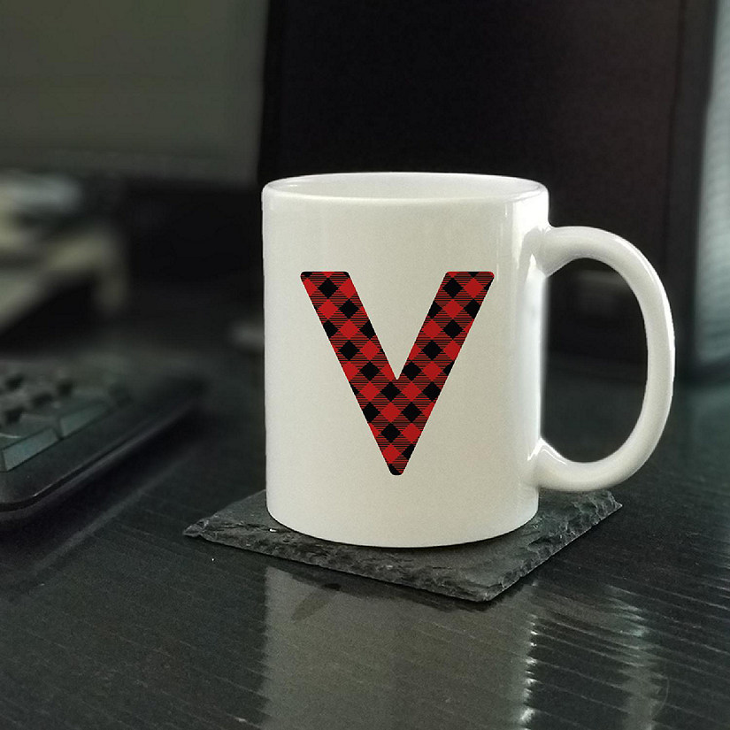 Buffalo Red Plaid Letter V ceramic mug Image