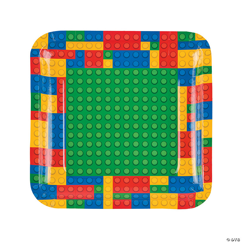 Building Block Party Square Paper Dinner Plates - 8 Ct. Image