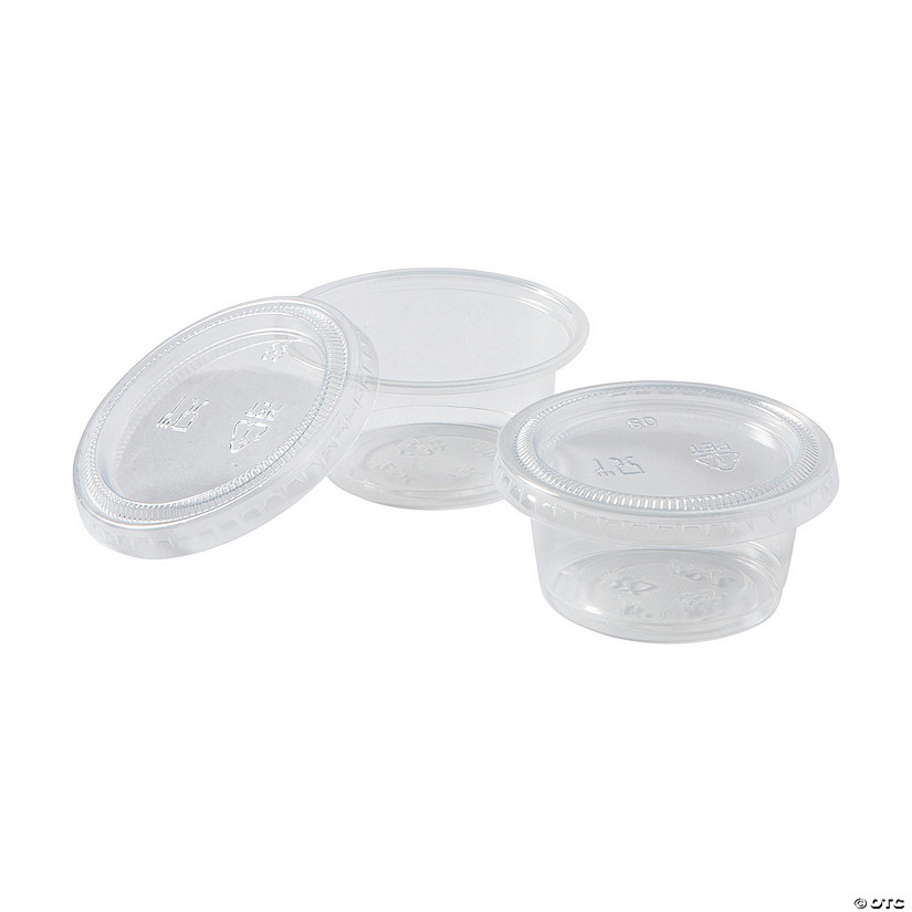 Bulk  100 Ct. Small Clear Plastic Gelatin Shot Cups with Lids Image
