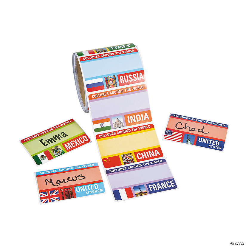 Bulk 100 Pc. Around the World Name Tags/Labels Image