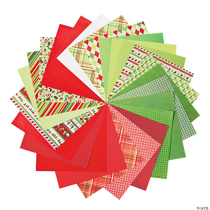 Bulk 100 Pc. Bright Christmas Scrapbook Paper Pack Image