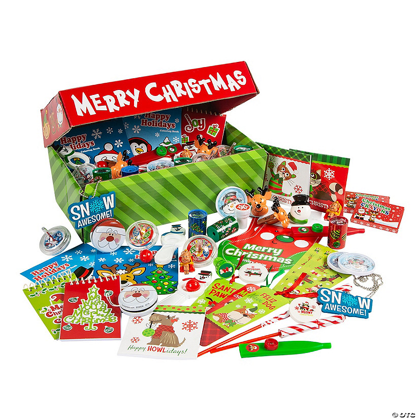 Bulk 100 Pc. Classic Santa&#8217;s Stationery & Toy Box Assortment Image