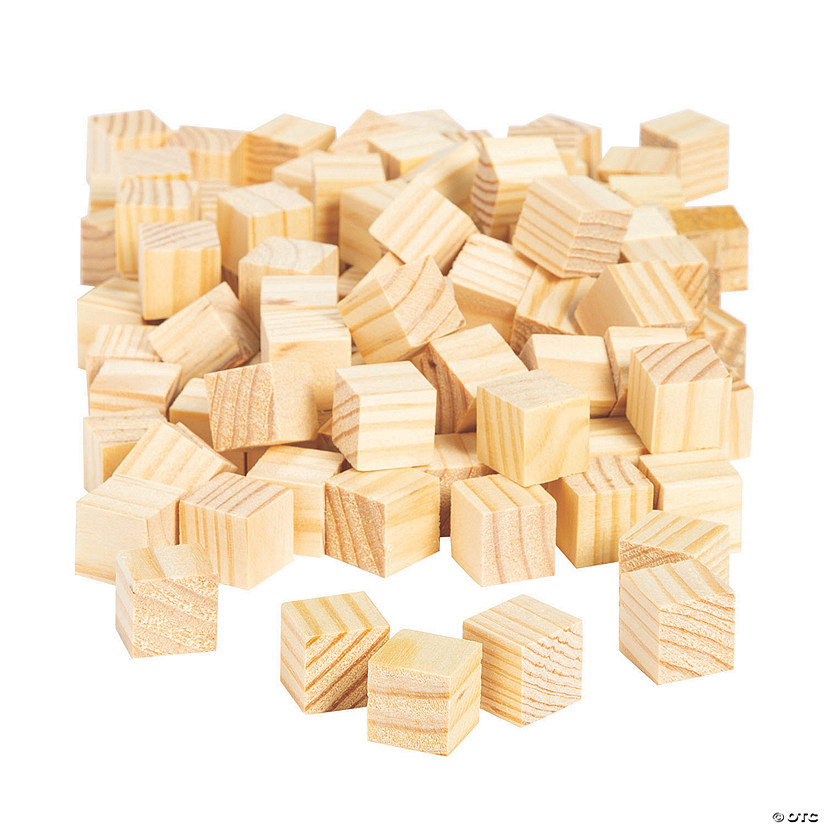 Fun Express DIY Wood Cubes, 1/2 inch - Bulk Set of 100 Pieces - Crafts for Kids, Daycare and School Activities