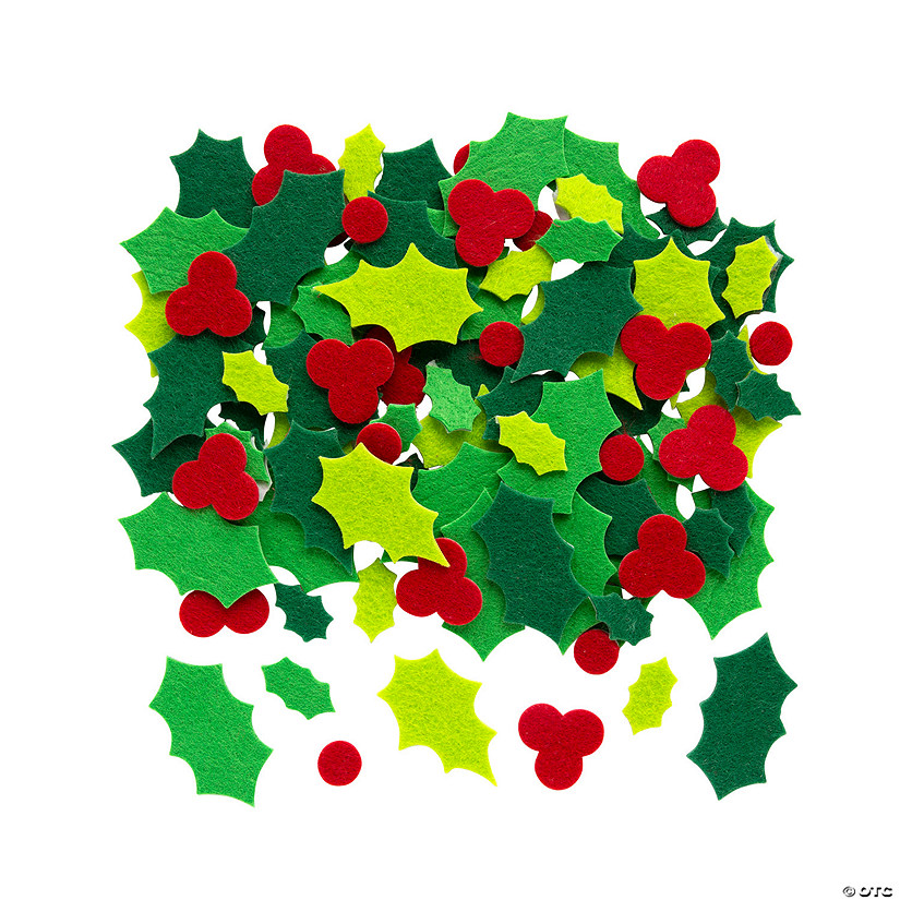 Bulk 100 Pc. Felt Holly Shapes Oriental Trading
