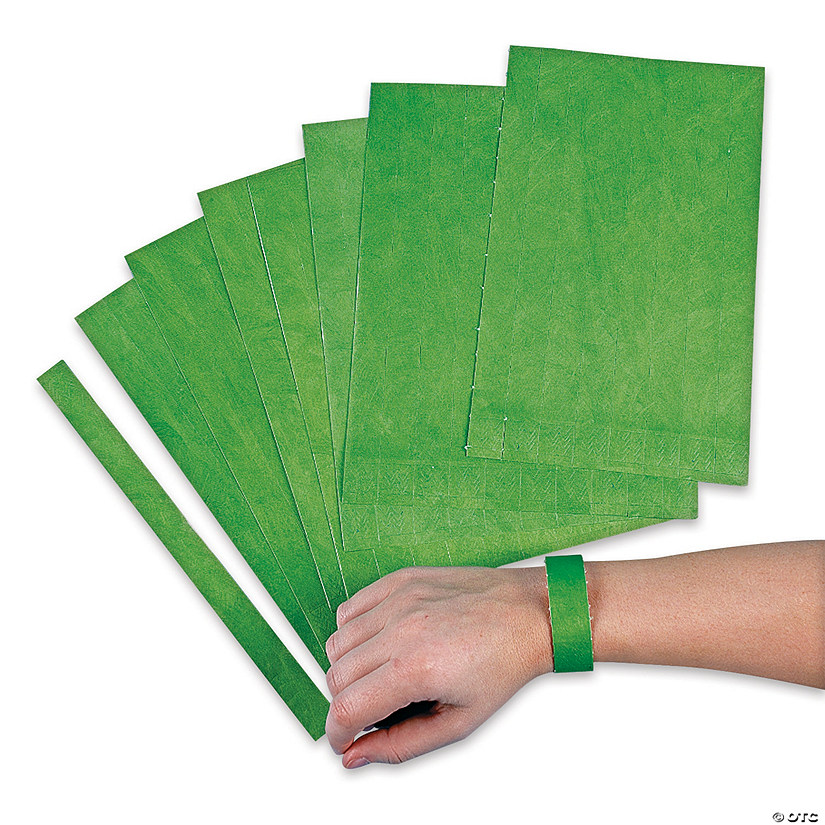 Bulk 100 Pc. Green Self-Adhesive Paper Wristbands Image
