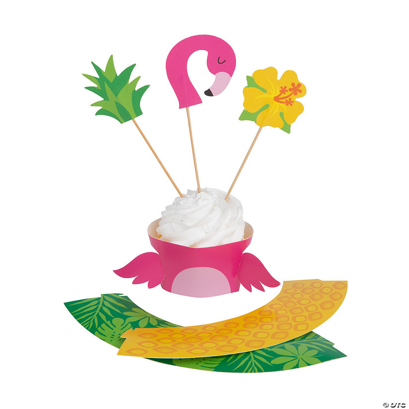 Bulk 100 Pc. Luau Cupcake Wrappers with Picks Oriental Trading