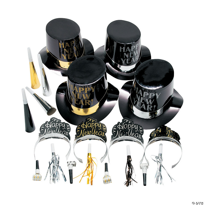 Bulk 100 Pc. New Year&#8217;s Eve Elegant Celebration Countdown Party Accessories Kit for 50 Image