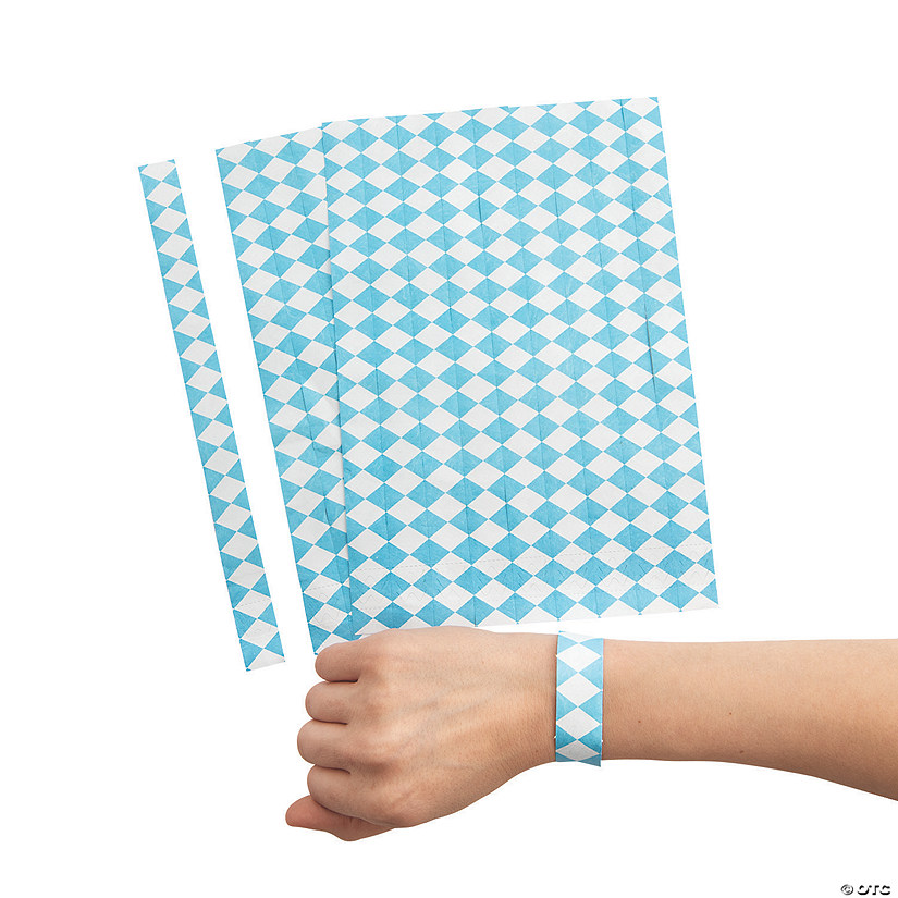 Bulk  100 Pc. Oktoberfest Blue Self-Adhesive Paper Wristbands Image