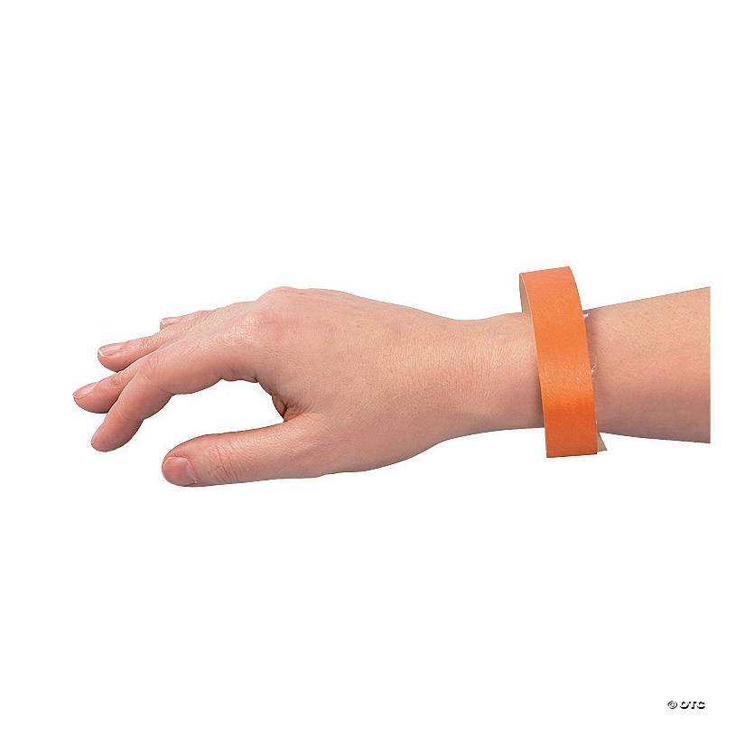 Bulk  100 Pc. Orange Self-Adhesive Paper Wristbands Image