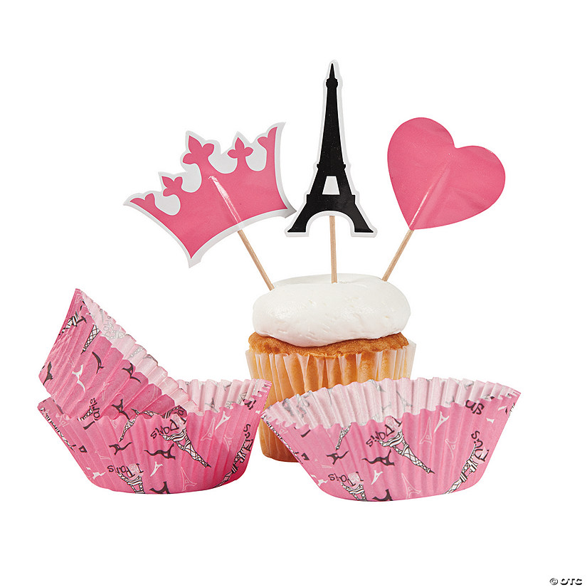 Bulk  100 Pc. Perfectly Paris Cupcake Liners with Picks Image