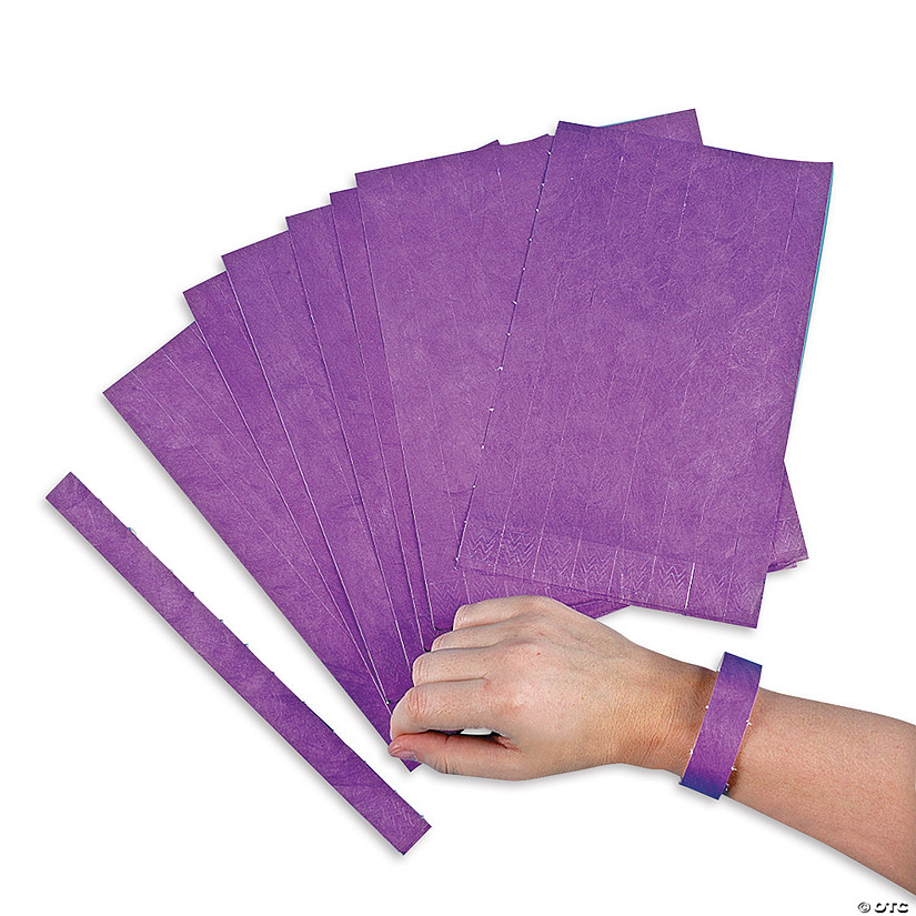 Bulk  100 Pc. Purple Self-Adhesive Paper Wristbands Image