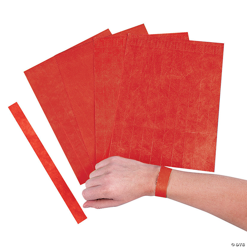 Bulk  100 Pc. Red Self-Adhesive Paper Wristbands Image