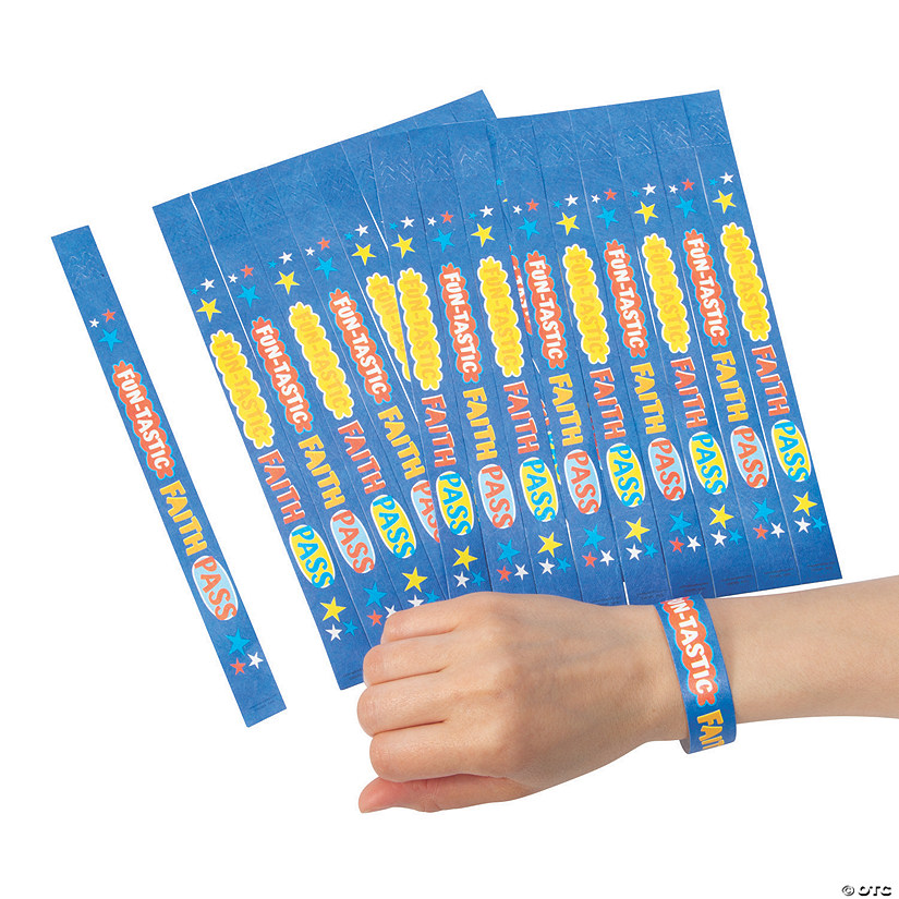 Bulk  100 Pc. Religious Event Self-Adhesive Paper Wristbands Image
