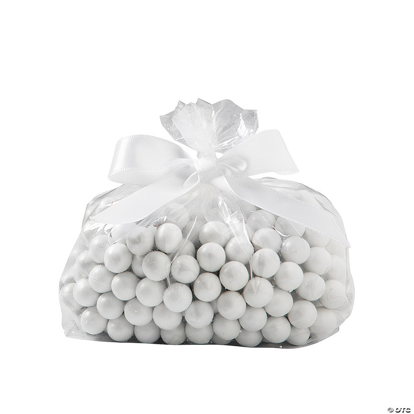 Bulk  100 Pc. Small Clear Cellophane Bags with White Bow Kit for 50 Image