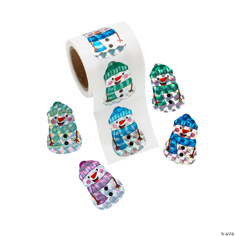 Bulk 100 Pc. Snowman Prism Sticker Roll Image