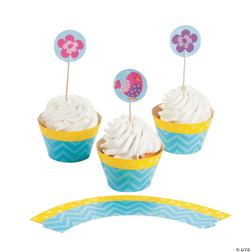 Bulk  100 Pc. Tweet 1st Birthday Cupcake Wrappers with Picks Image