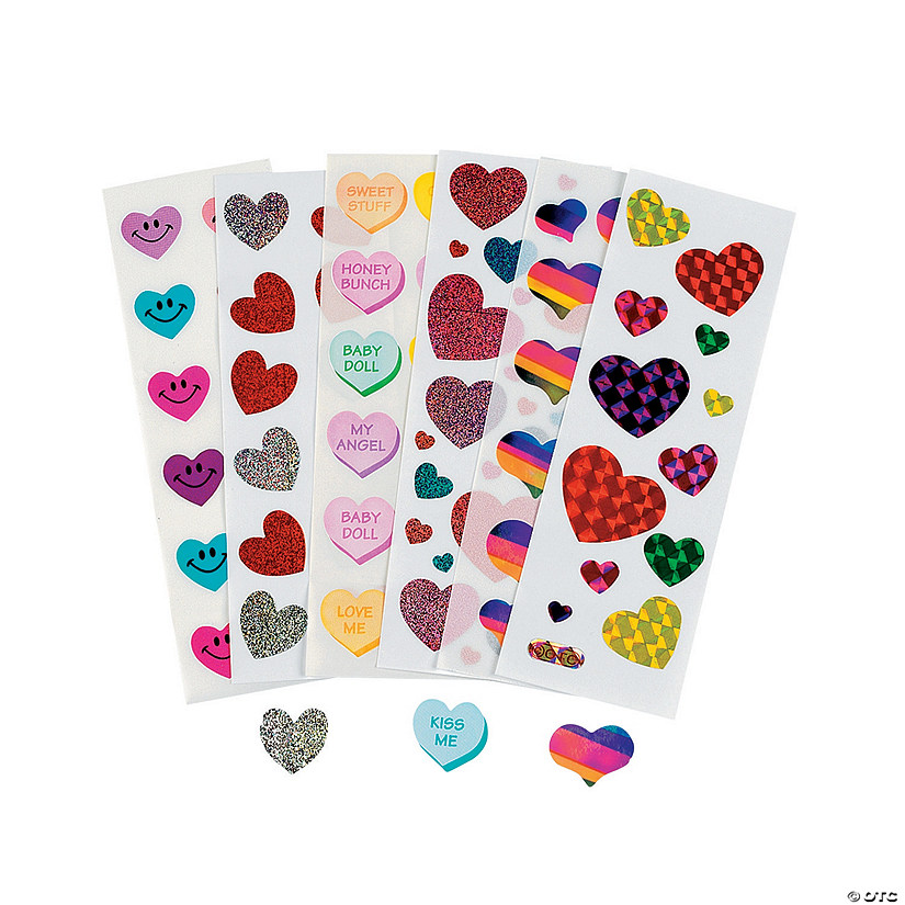 Bulk Valentine Sticker Sheet Assortment - 100 Sheets