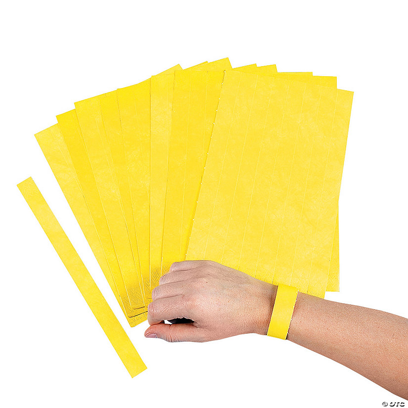 Bulk  100 Pc. Yellow Self-Adhesive Paper Wristbands Image