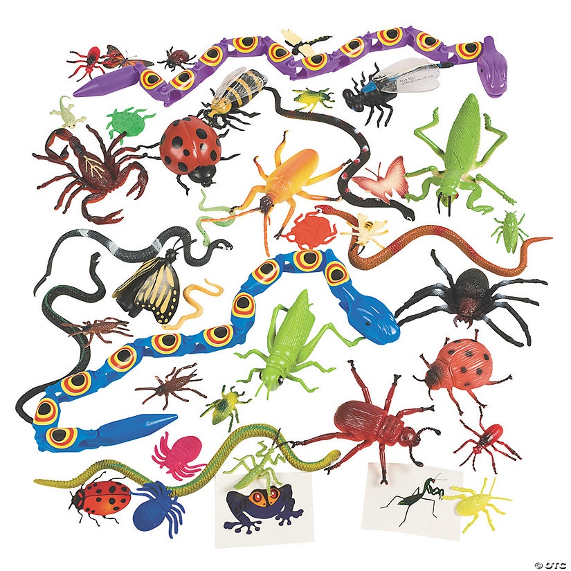 Bulk 100 Pc.Creepy Crawly Bugs & Reptile Toy Assortment Image