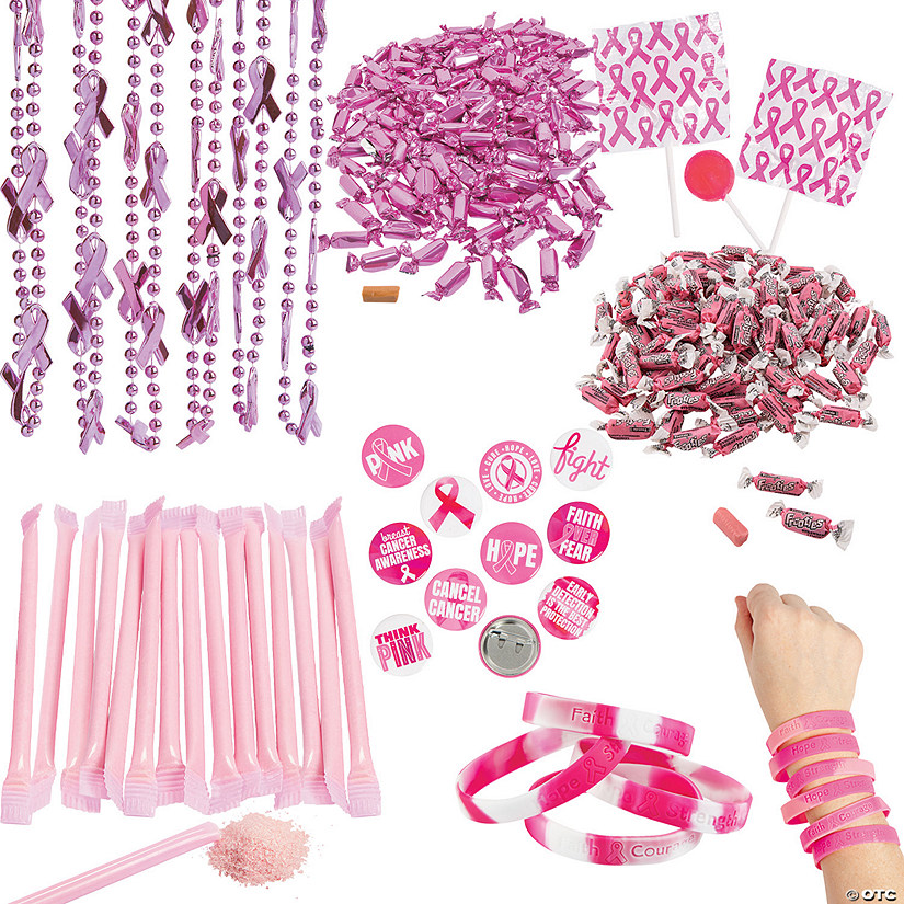 Bulk 1164 Pc. Breast Cancer Awareness Candy & Apparel Mix Image