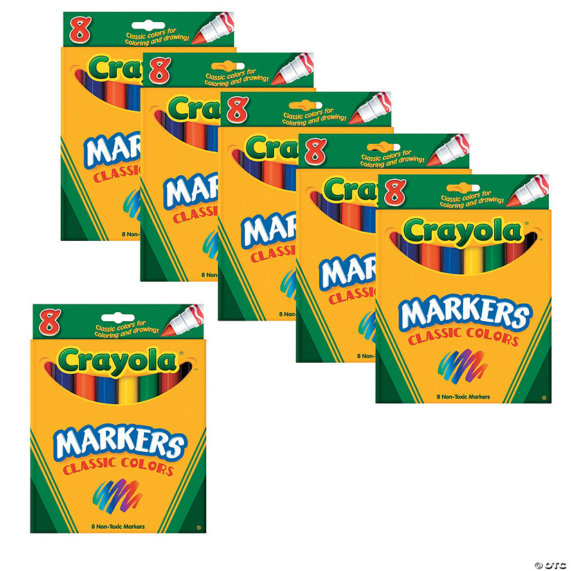 Bulk 12 Boxes of Crayola<sup>&#174;</sup> Conical Tip Classic Markers - 8 Colors Per Box Image