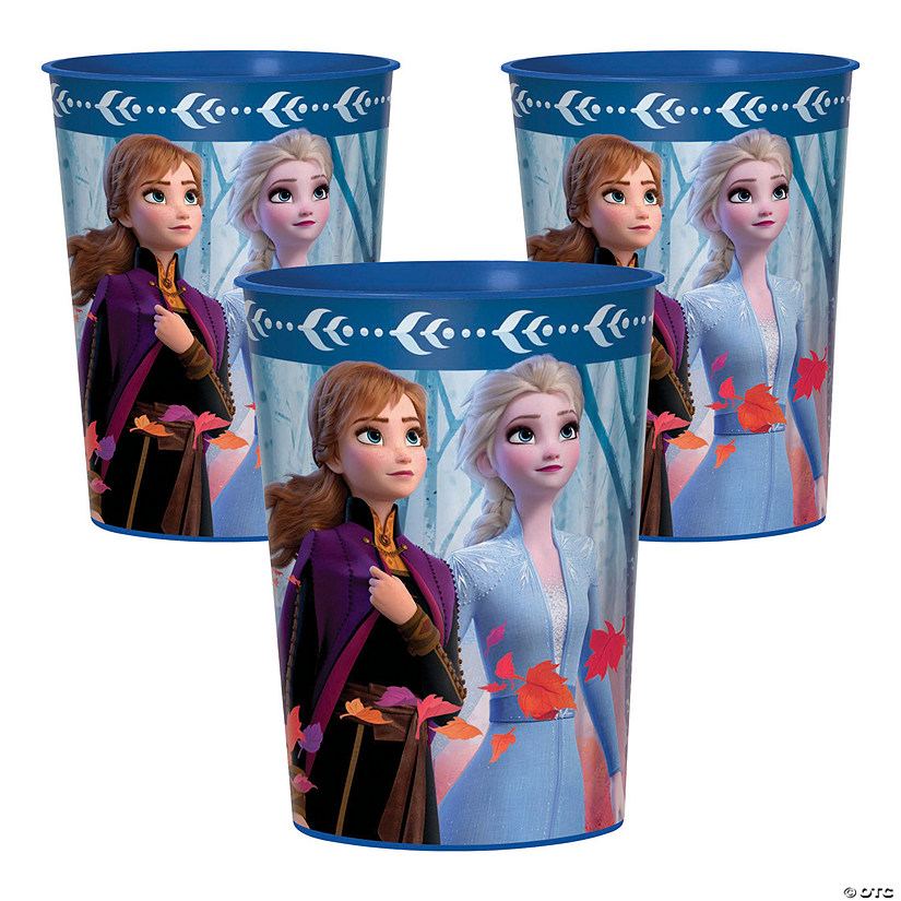 Bulk 12 Ct. Disney&#8217;s Frozen II Elsa & Anna Metallic Reusable Plastic Favor Tumblers Image