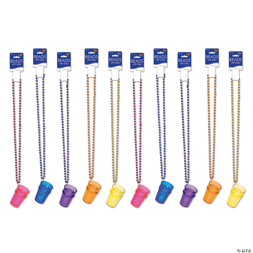 Bulk 12 Pc. Bachelorette Shot Glass Beaded Necklaces Discontinued