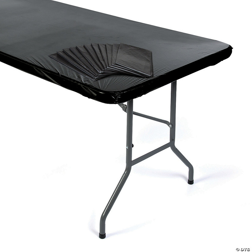 Bulk 12 Pc. Black Fitted Rectangle Tablecloths Image