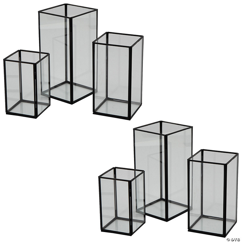 Bulk 12 Pc. Black Framed Glass Candle Holder Set Image