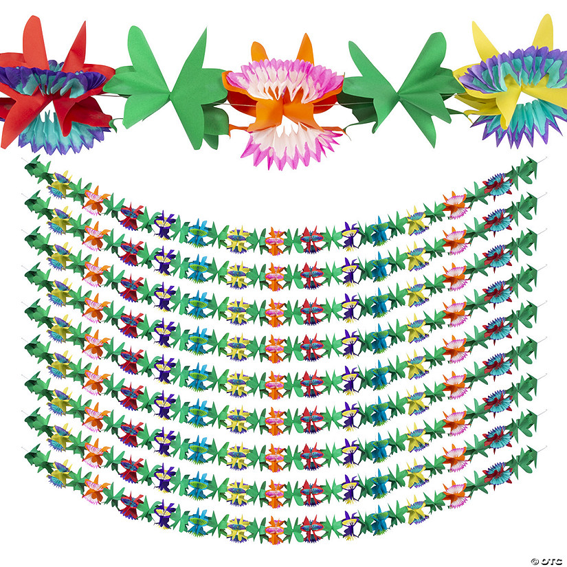 Bulk  12 Pc. Colorful Flower Tissue Paper Garlands Image