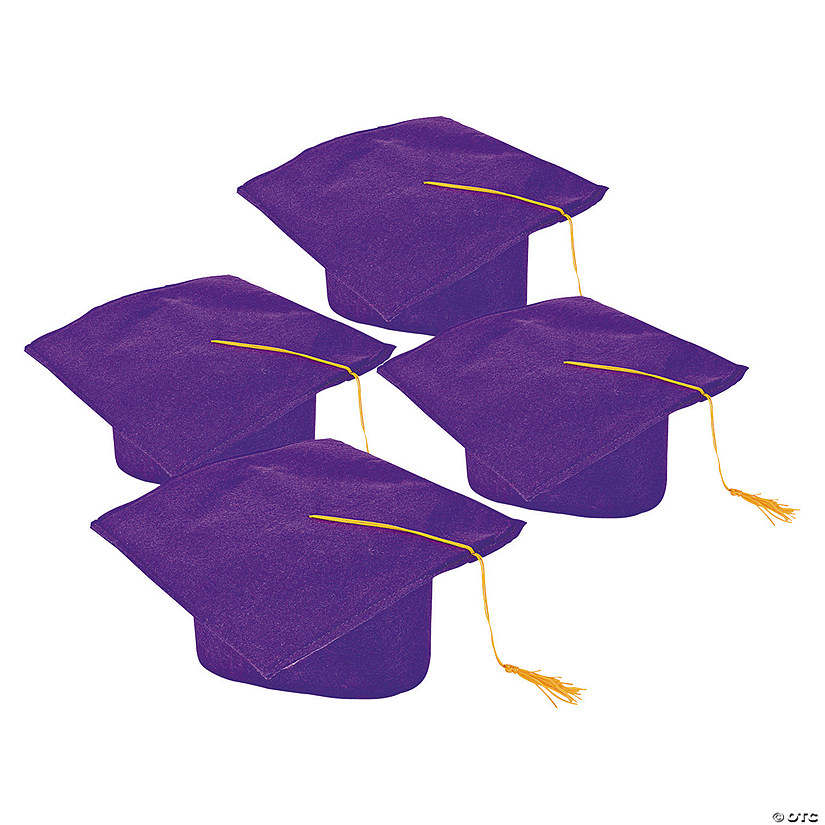 Bulk 12 Pc. Kids' Purple Felt Elementary School Graduation Mortarboard Hats Image