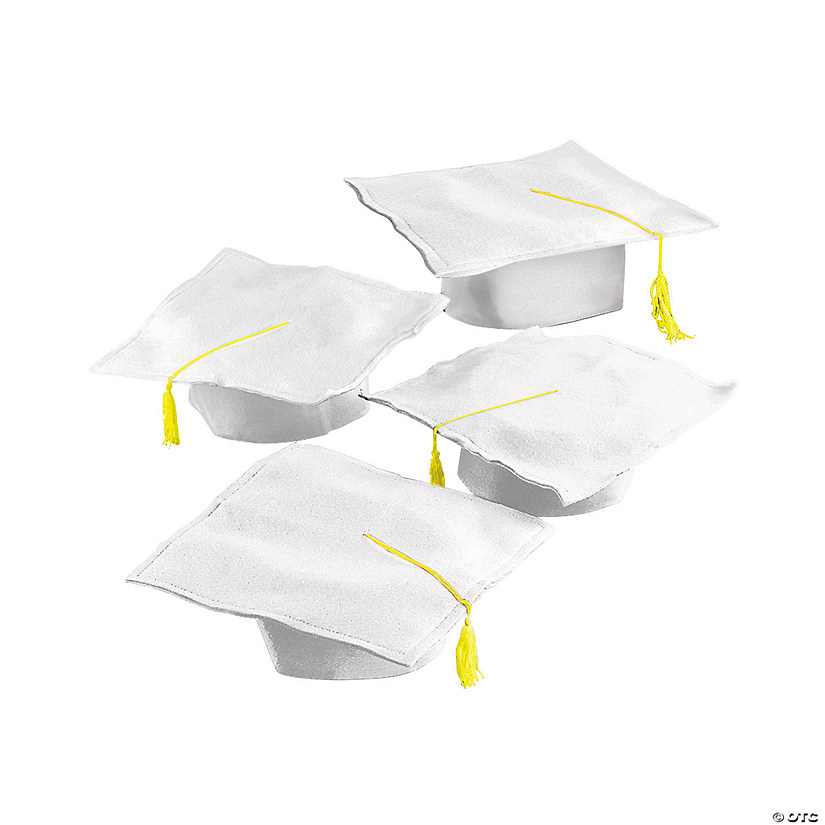Bulk 12 Pc. Kids' White Felt Elementary School Graduation Mortarboard Hats Image