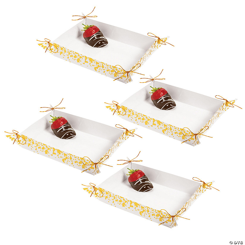 Bulk 12 Pc. Small Treat Trays with Gold Foil Trim Image
