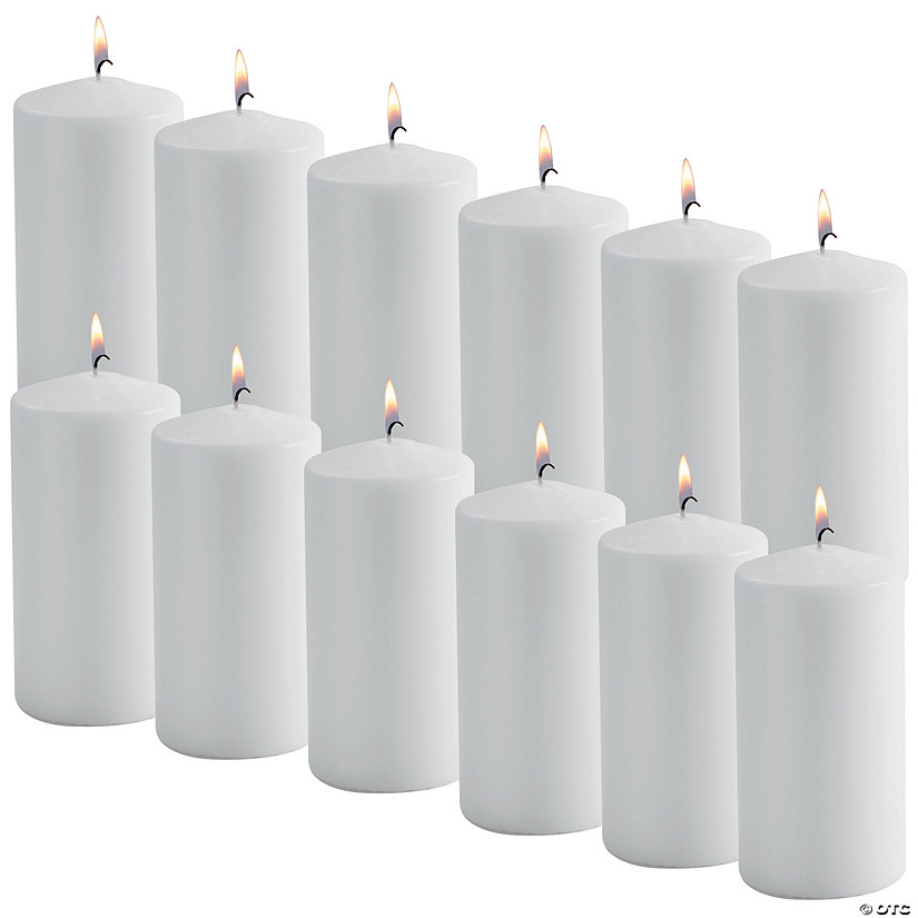 Bulk 12 Pc. White Pillar Candles Image