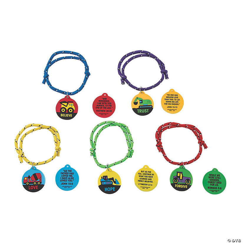 Bulk 120 Pc. Construction VBS Daily Verse Rope Bracelets Discontinued
