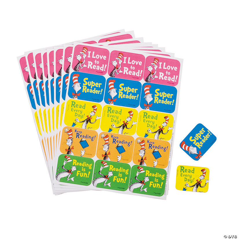 Bulk 120 Pc. Dr. Seuss&#8482; The Cat in the Hat&#8482; Reading Stickers Image