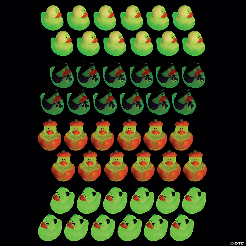Bulk 120 Pc. Mini Glow-in-the-Dark Halloween Rubber Ducks Image