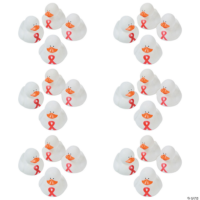 Bulk 120 Pc. Red Awareness Ribbon Rubber Ducks Oriental Trading